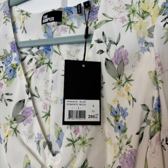 NWT Designer The Kooples Dress // White Blue Floral // Size 3, Large - Picture 6 of 9